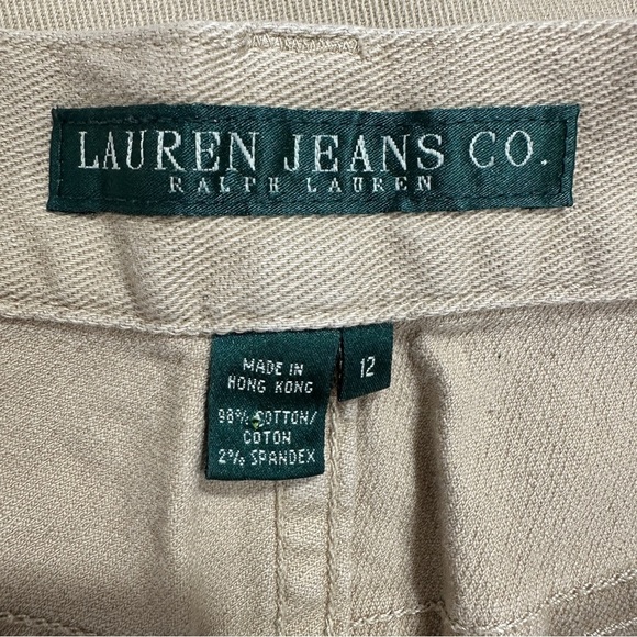 Vintage Lauren Ralph Lauren size 12 jeans, tan, stitching, bootcut, spring - Picture 10 of 10